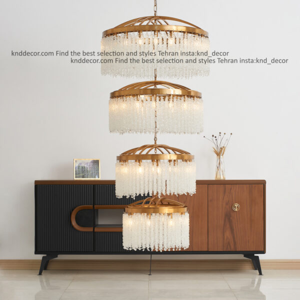 لوستر 2091 سانتیک 4 طبقه با کریستال ریسه ای سایز بندی