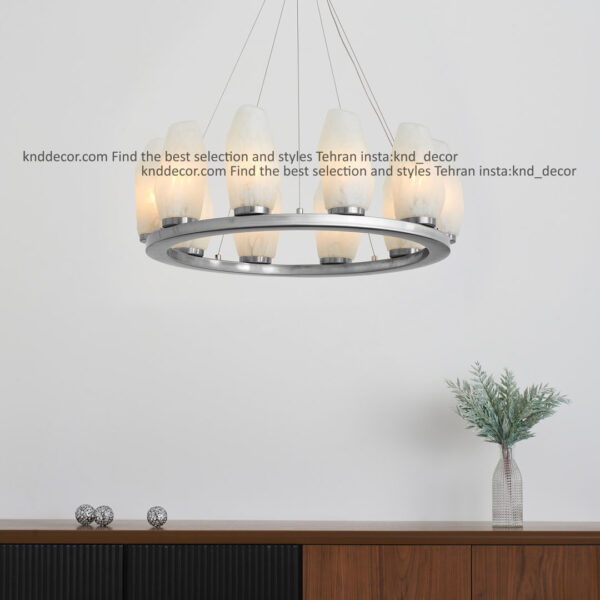 لوستر 1041 قطر 85 سانت 10 كروم با حباب 120 طرح سنگ