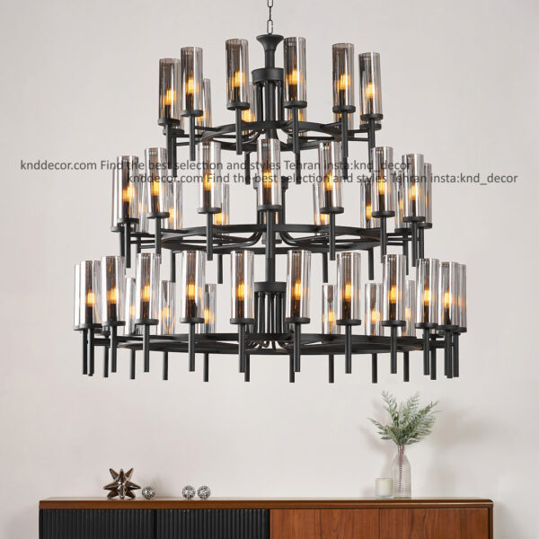 لوستر 1021 مشکی 52 با حباب قطر 6 دوگلس دودی