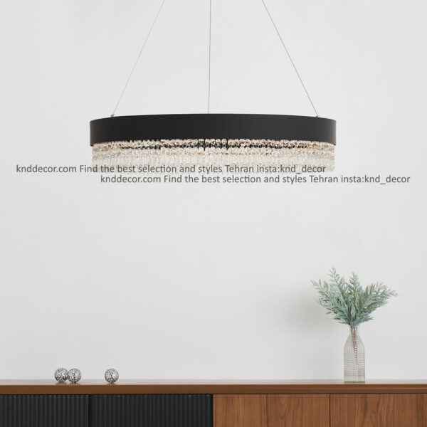 لوستر 2092 مشکی 70 سانت با کریستال کله قندی گرید 2