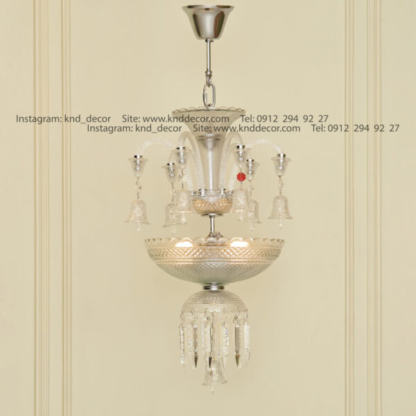 آویز لنتری باکارات شفاف یراق طلایی