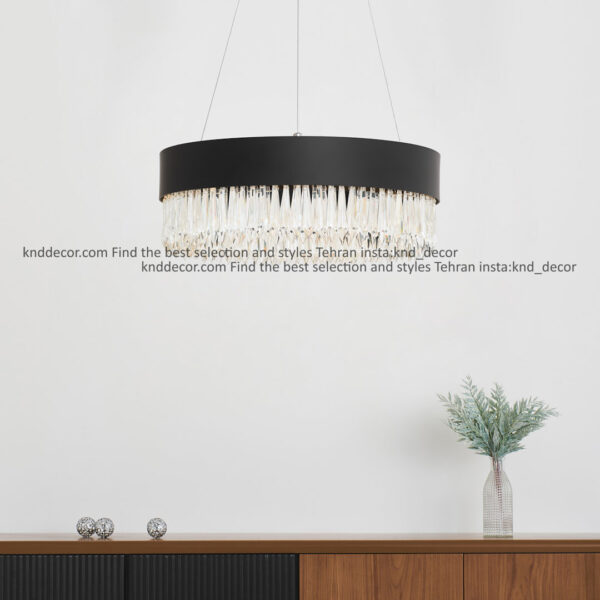 لوستر 2092 مشکی 40 سانت با کریستال کله قندی گرید 1