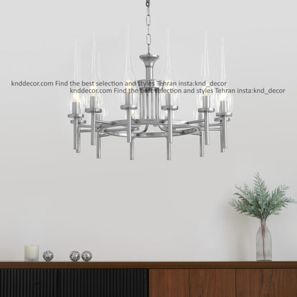 لوستر 1021 کروم 12 با حباب 310 شیاردار سفید