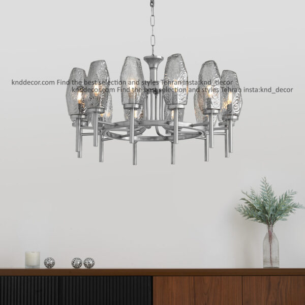 لوستر 1021 کروم 12 با حباب 120 دودی