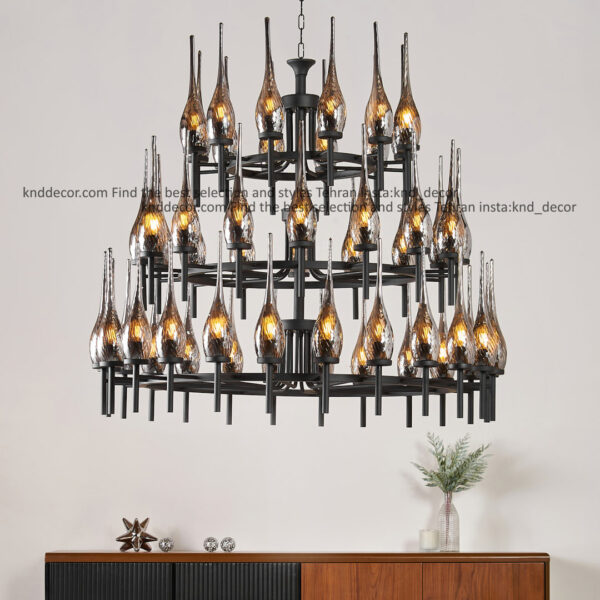 لوستر 1021 مشکی 52 با حباب 310 شیاردار دودی