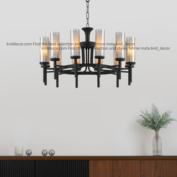 لوستر 1021 مشکی 12 با حباب قطر 6 دوگلس دودی