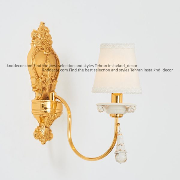 دیواری شکوفه کروم سرامیک سفید با کلاهک پارچه با آویز سرامیک 1