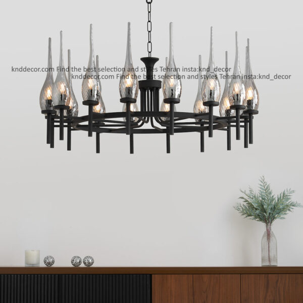 لوستر 1021 مشکی 16 با حباب 310 شیاردار دودی