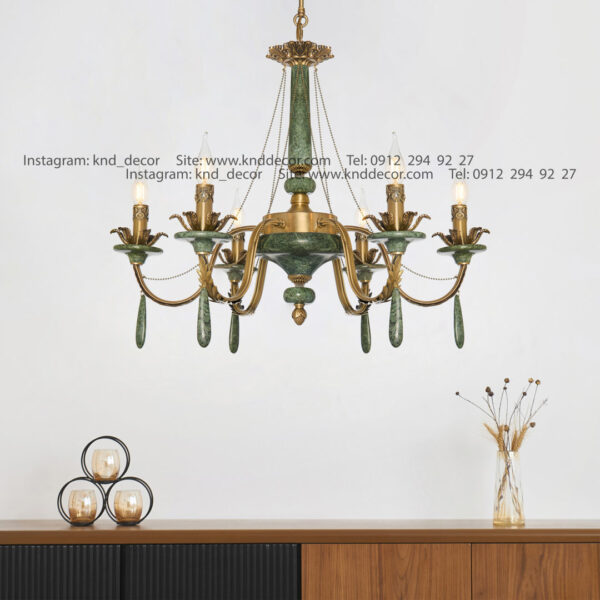 لوستر رویال ملیکا آنتیک سنگ سبز آویز سنگ 6