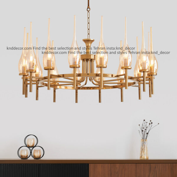 لوستر 1021 سانتیک 16 با حباب 310 شیاردار عسلی