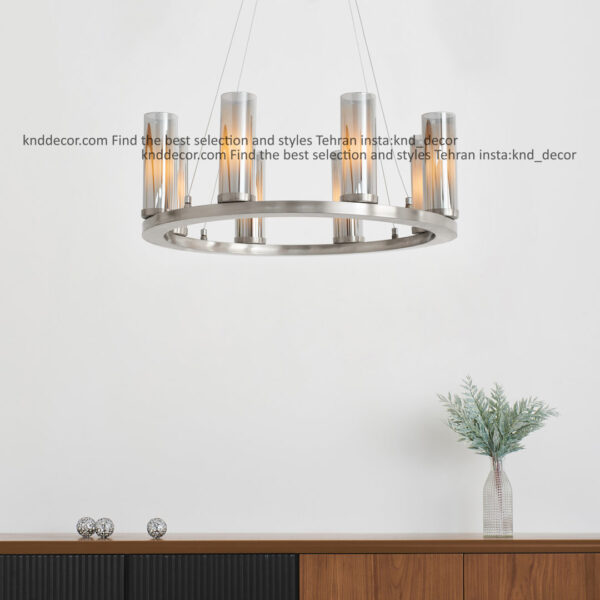 لوستر 1041 قطر 55 سانت 8 كروم با حباب قطر 6 دوگلس