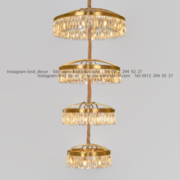 لوستر 2091 سانتیک 4 طبقه با کریستال شفاف قاشقی 120 mm