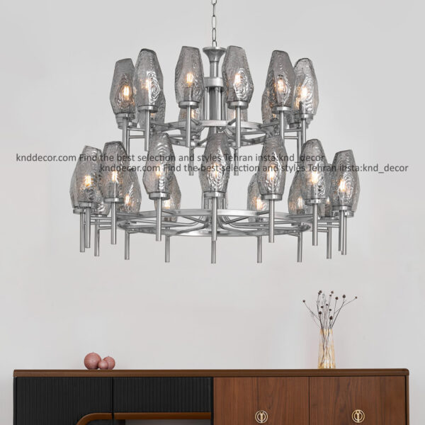 لوستر 1041 قطر 100 سانت 20 كروم با حباب 120 طرح سنگ