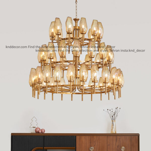 لوستر 1021 سانتیک 52 با حباب 120 عسلی