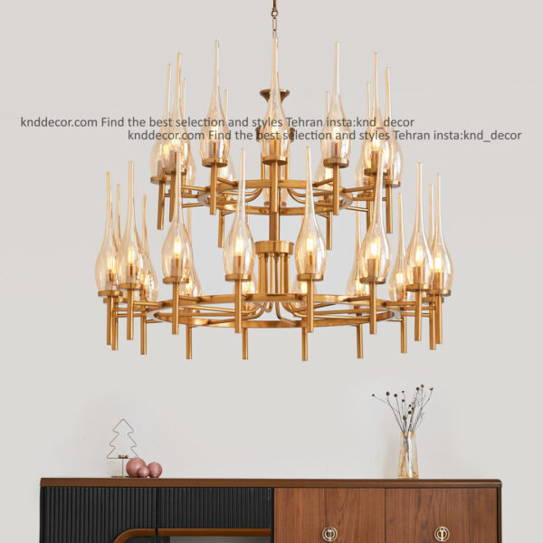 لوستر 1021 سانتیک 28 با حباب 310 شیاردار عسلی