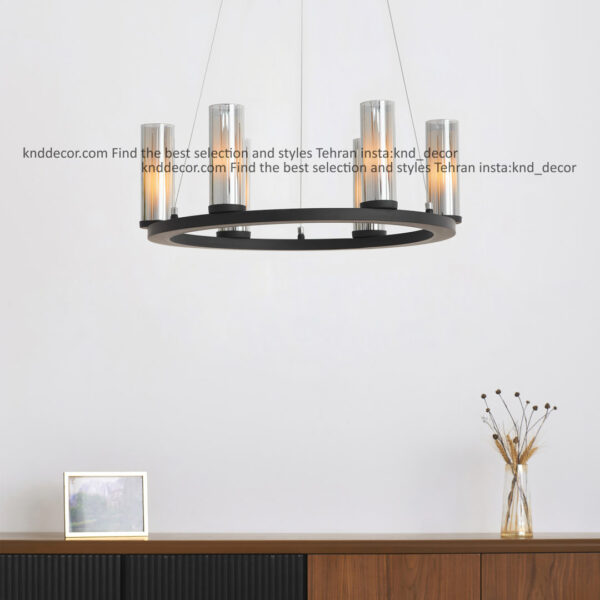 لوستر 1041 قطر 55 سانت 6 مشکی با حباب قطر 6 دوگلس