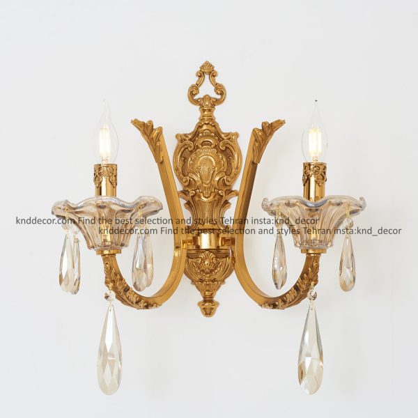 دیواری هلالی پروفیلی زیتونی زنبق کریستال آویز بادامی 2