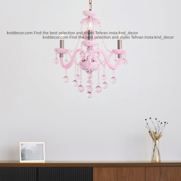 لوستر والتر صورتی 22 سانت 2 جفت 3 شاخه 2P