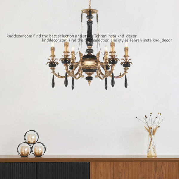 لوستر جار آنتیک سنگ مشکی زنبق غنچه آویز سنگ 6