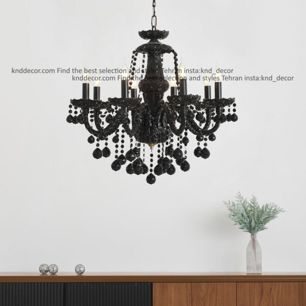 لوستر والتر مشکی 25 سانت 2 جفت 8 شاخه TP