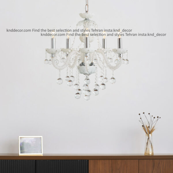 لوستر والتر سفید 22 سانت 2 جفت 5 شاخه 2P