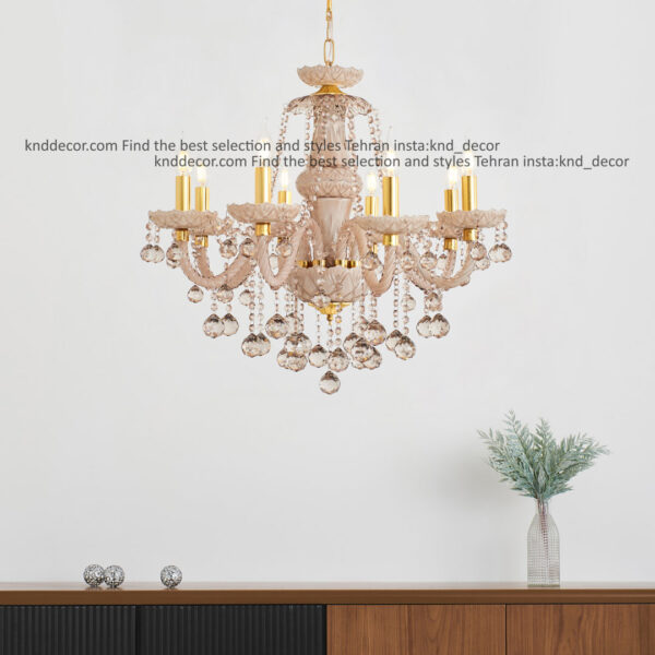 لوستر والتر شامپاینی 25 سانت 2 جفت 8 شاخه 2P