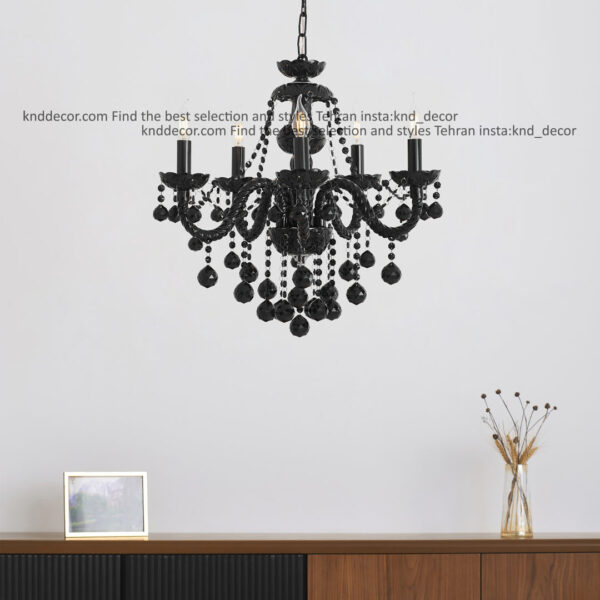 لوستر والتر مشکی 22 سانت 2 جفت 5 شاخه TP