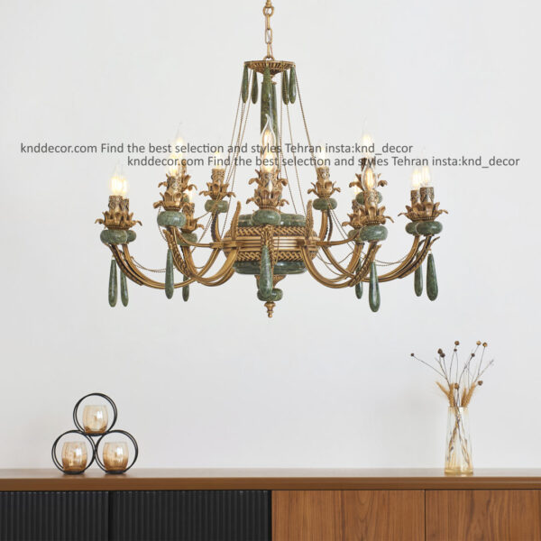 لوستر مارال تک و دوبل آنتیک سنگ سبز آویز سنگ 10 ستون سنگ