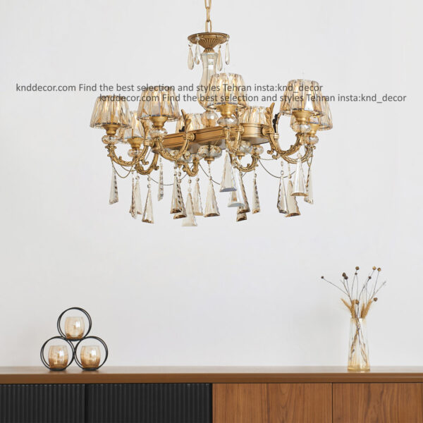 لاینر جار آنتیک کریستال با کلاهک کریستال آویز بادامی عرض 15*50 سانت 8