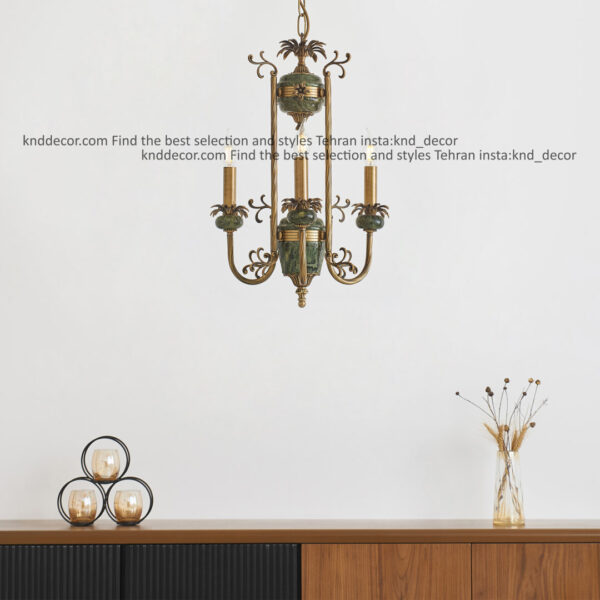 لوستر - فانوسی ویولت - سنگ سبز - آنتیک - 3+1