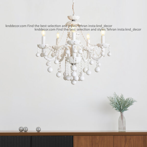 لوستر والتر سفید 22 سانت 2 جفت 5 شاخه TP