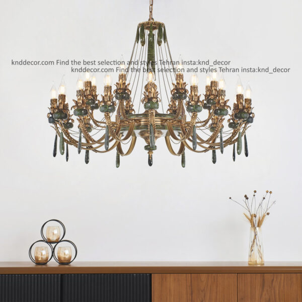 لوستر مارال تک و دوبل آنتیک سنگ سبز آویز سنگ 16 ستون سنگ