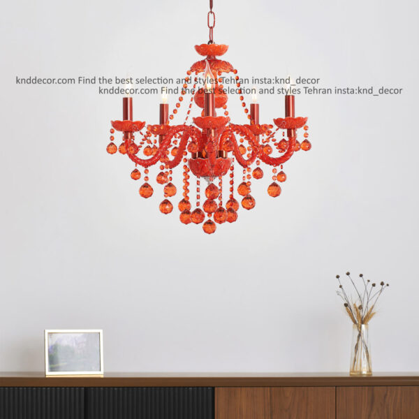 لوستر والتر نارنجی 22 سانت 2 جفت 5 شاخه 2P