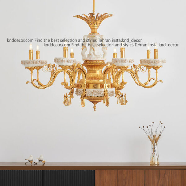 لوستر کلاسیک 8 شاخه طلایی مدل اس ورساچه
