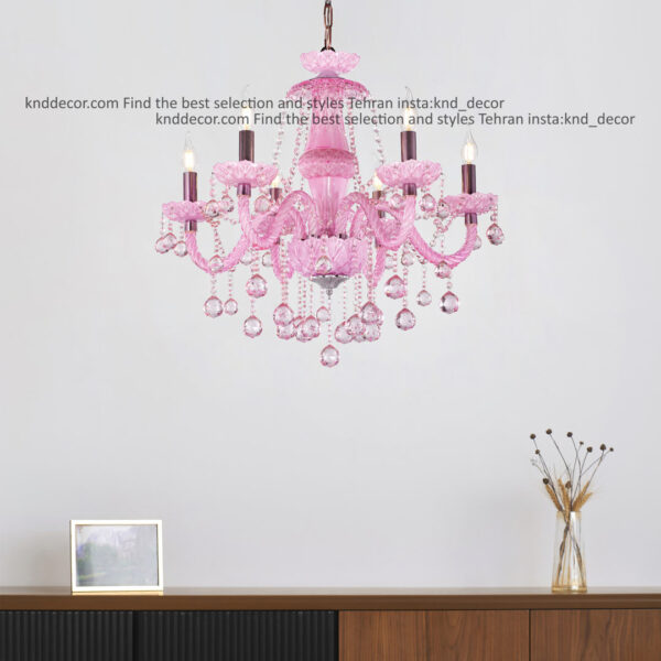 لوستر والتر صورتی 25 سانت 2 جفت 6 شاخه 2P