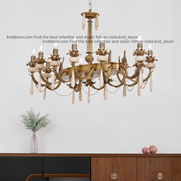 لاینر مارال تک و دوبل آنتیک سنگ کرم آویز سنگ عرض 15*70 سانت 12 ستون برنجی