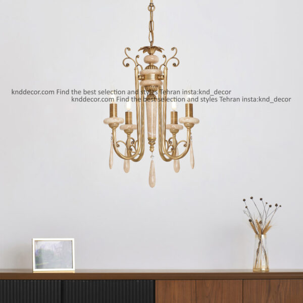 لوستر رسپینا سنگ کرم آویز سنگ آنتیک 4