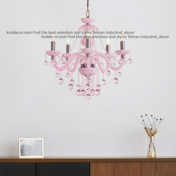 لوستر والتر صورتی 22 سانت 2 جفت 5 شاخه 2P