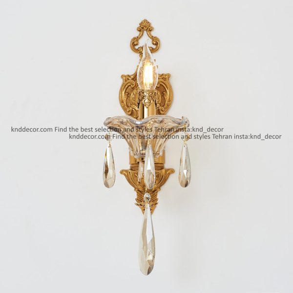 دیواری هلالی پروفیلی زیتونی زنبق کریستال آویز بادامی 1