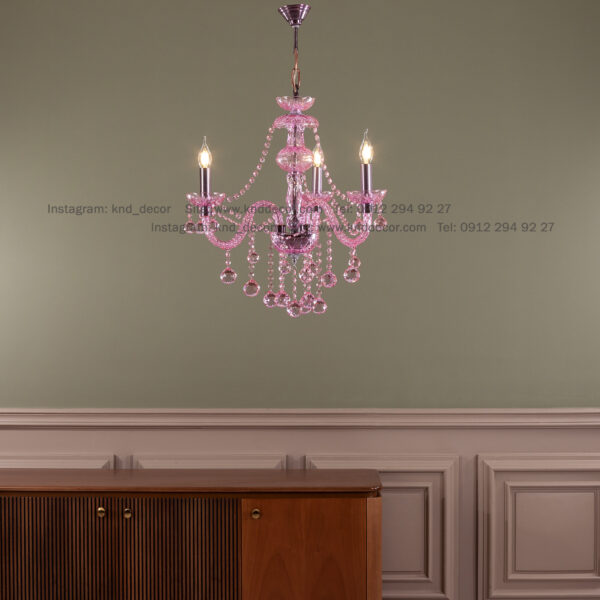 لوستر والتر صورتی 22 سانت 2 جفت 3 شاخه TP