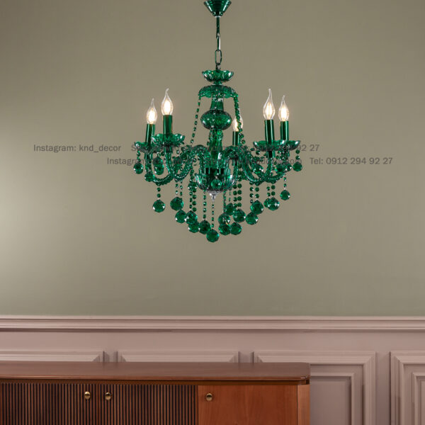 لوستر والتر سبز 22 سانت 2 جفت 5 شاخه TP