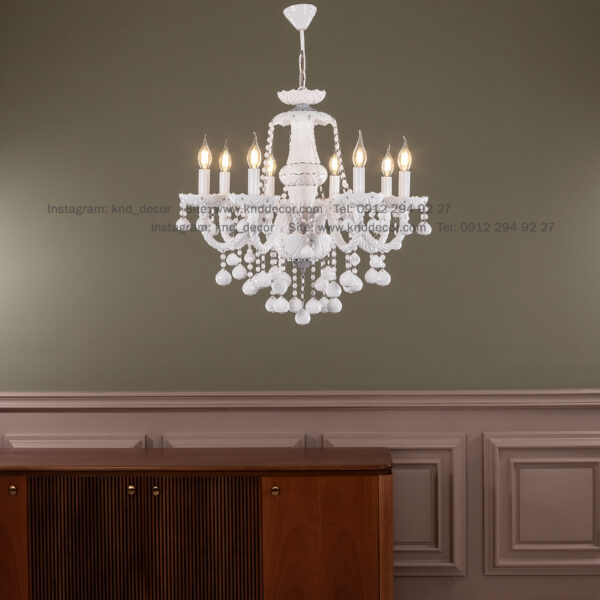 لوستر والتر سفید 25 سانت 2 جفت 8 شاخه TP