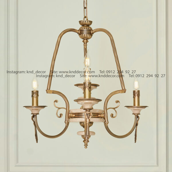 لوستر پاپیون کم کار سنگ کرم - آنتیک فانوسی ۳+۱