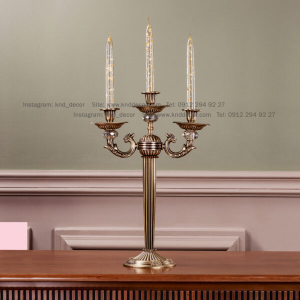 شمعدان کفی روبرتو کاپری زنبق لوتوس آنتیک ۳ شاخه ( ۲+۱‌)