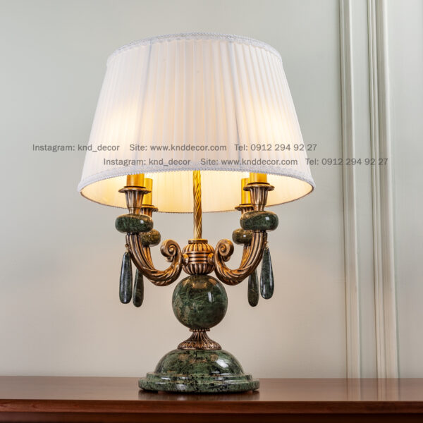 آباژور رومیزی ۴ شاخه کاپری کلاهک خور سبز