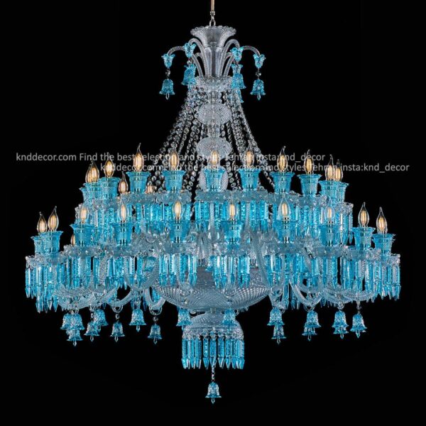 لوستر باکارات گرید یک 40 شاخه کاسه 50 شاخه 40 در یک طبقه شفاف فیروزه ای