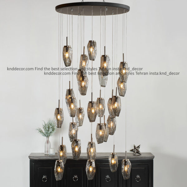 آویز 1051 رندومی 35 شعله سینی گرد 70 سانت مشکی