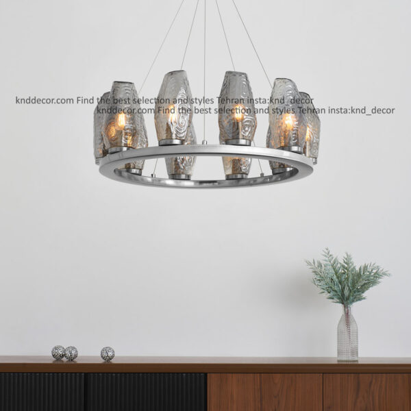 لوستر 1041 قطر 55 سانت 10 کروم با حباب 120 دودی