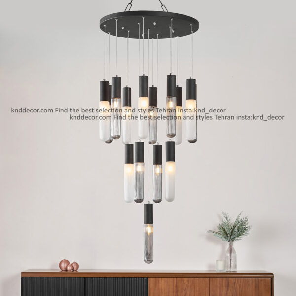 آویز 1081 رندومی 15 شعله سینی گرد 50 سانت مشکی