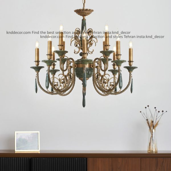 هلیا سنگ سبز 8 شاخه 12 شعله